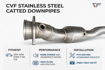 CVF Stainless Steel Catted Downpipes (2015-2020 Ford F-150 2.7L EcoBoost) CV Fabrication (CVF) 